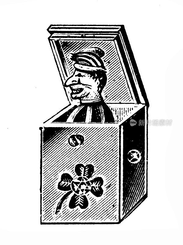 来自英国杂志的古董图片:盒子里的珠宝杰克