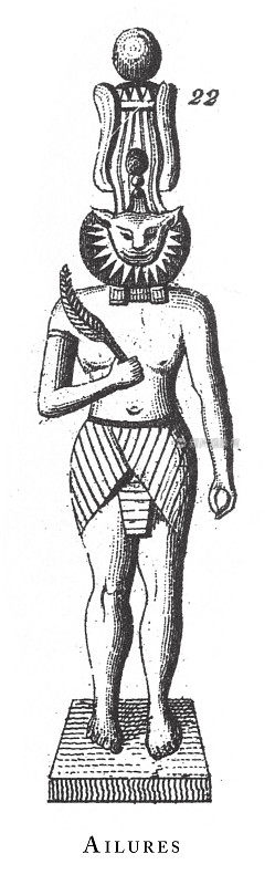 失败:埃及神和宗教符号雕刻古董插图，出版于1851年