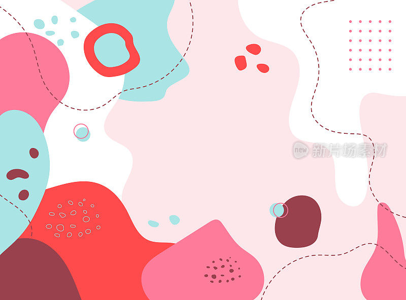 抽象液体粉彩背景与几何元素矢量