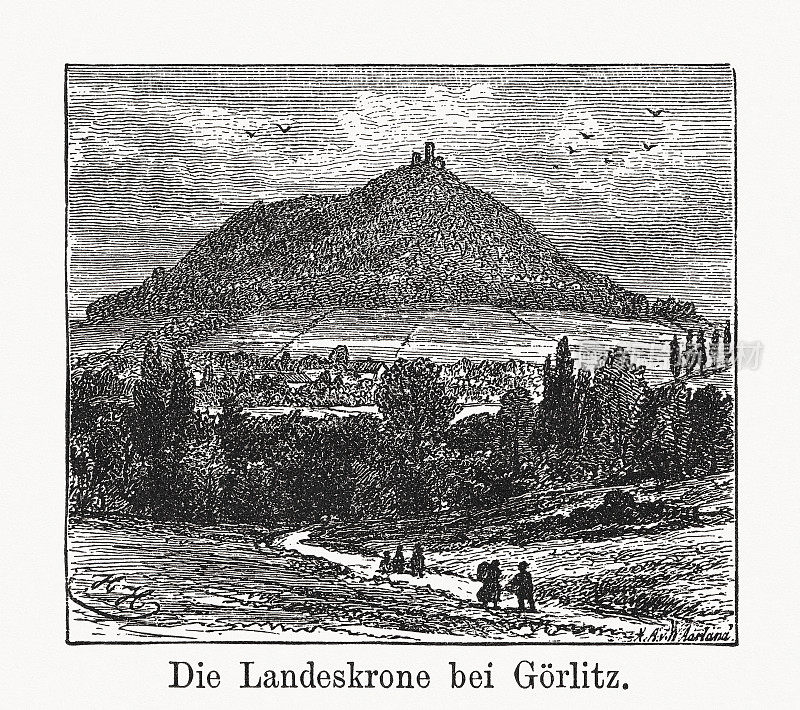 Landeskrone山附近G?rlitz，萨克森，德国，木版雕刻，1894年出版
