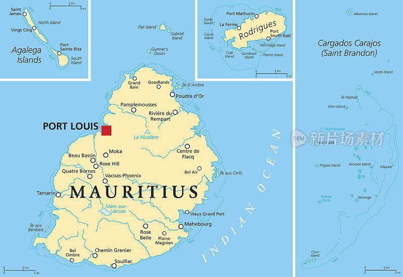 毛里求斯政治地图