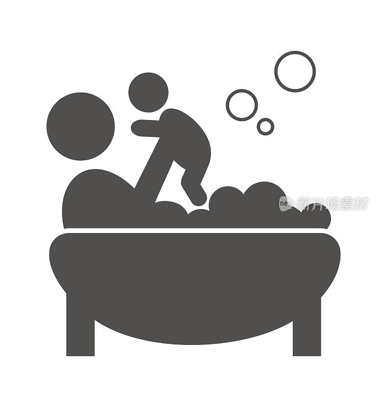 父母洗澡时用婴儿象形文字平图标