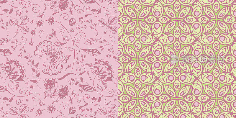 IS_Pattern_Set_Butterfly_Vine_Flower_Pink_Abstract_Floral_Print