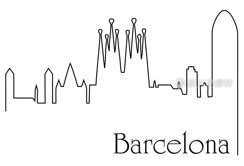 巴塞罗那城一线画背景