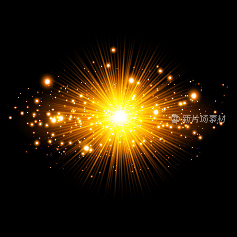 发光的灯光效果孤立在透明的背景金色的星星和闪光或黄金粒子闪烁的光。圣诞快乐节日背景。散焦圈粒子散焦。