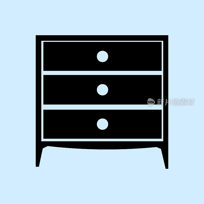 抽屉柜矢量图标。家具的类型。抽屉柜或橱柜图标。存储的概念