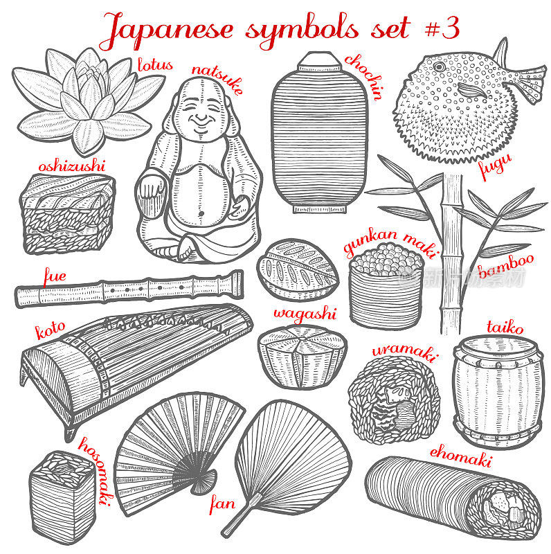 一套日本符号手绘风格