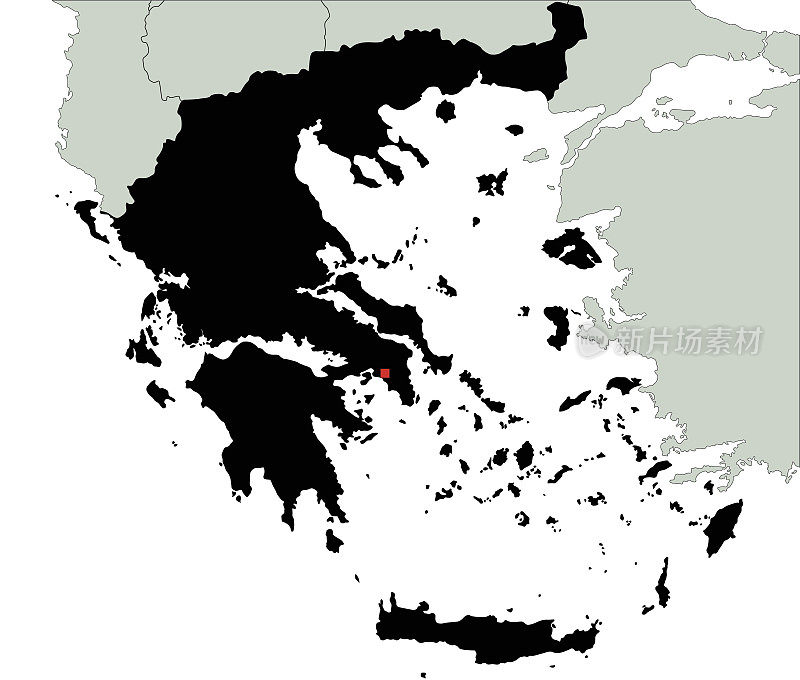 高度详细的希腊剪影地图。
