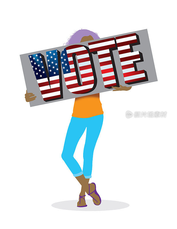 美国投票，政治，民主党，共和党-女孩手持标志
