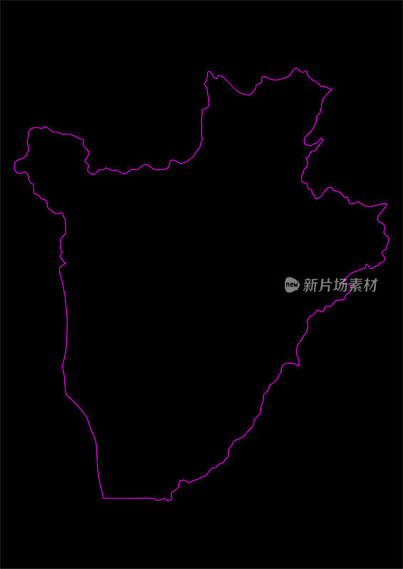 以黑色为背景的布隆迪霓虹地图