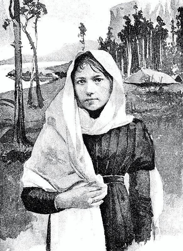 年轻女性的美丽肖像与头巾