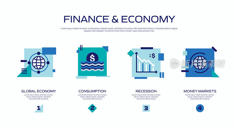 经济和金融概念信息图模板，元素和图标。简单的矢量信息图设计