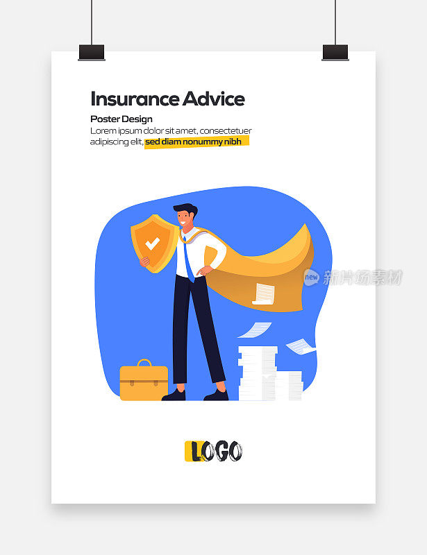 保险咨询概念平面设计海报，封面和横幅。现代平面设计矢量插图。