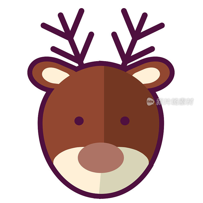 圣诞平面设计图标:驯鹿