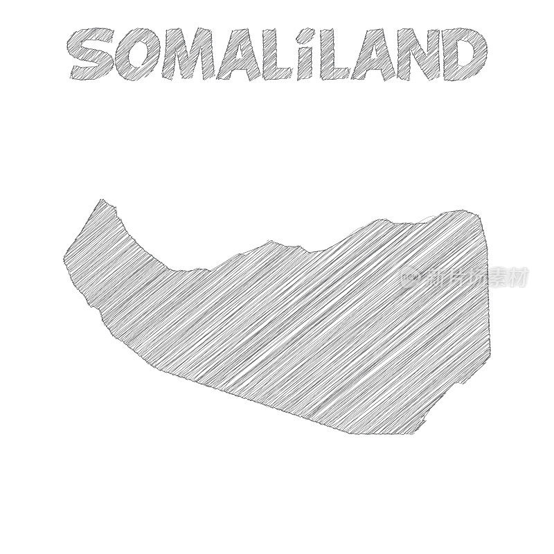 索马里兰地图手绘在白色背景