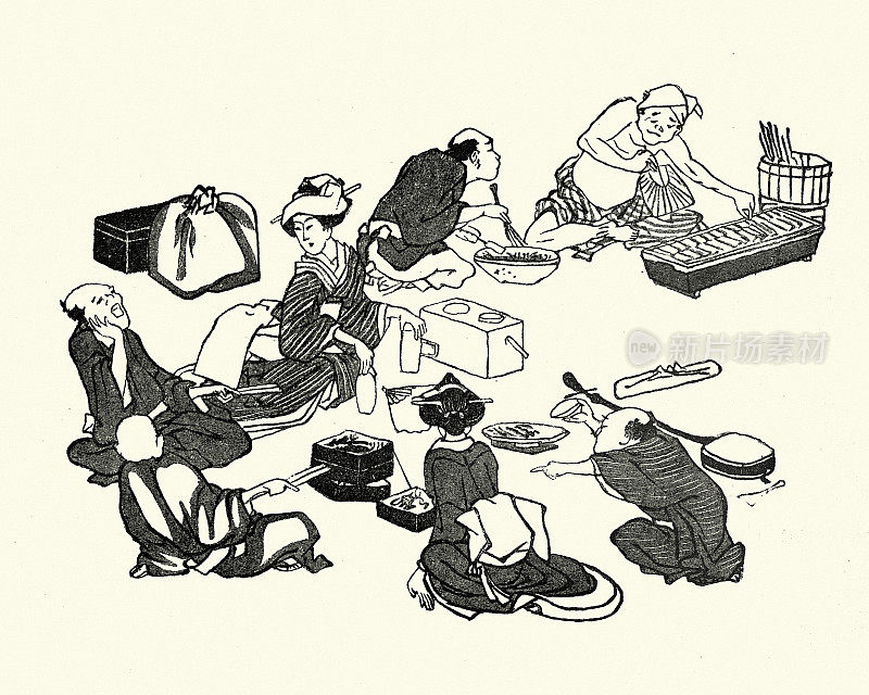 19世纪的日本人在吃午饭