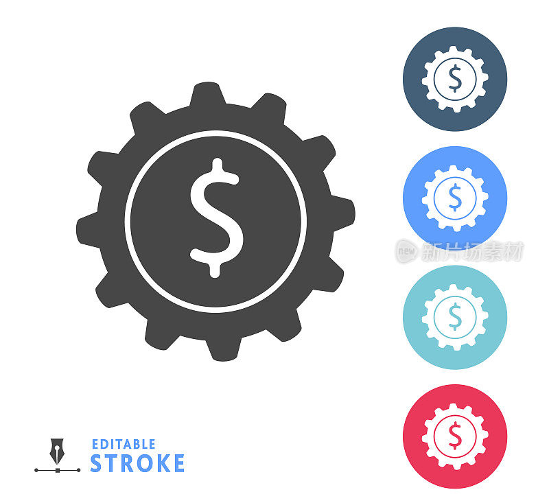 钱和银行赚钱颜色圈图标集