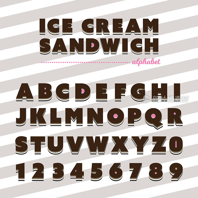 冰淇淋三明治字母-美味的排版