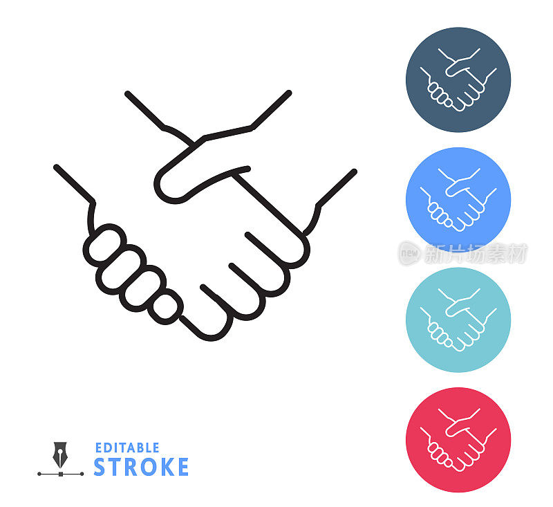 人力资源团队工作手握业务人员细线图标-可编辑stroke