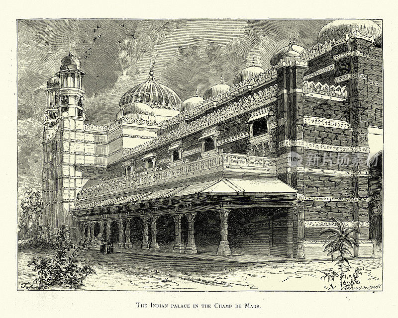 马尔斯广场的印度宫殿，巴黎世界博览会，1889年