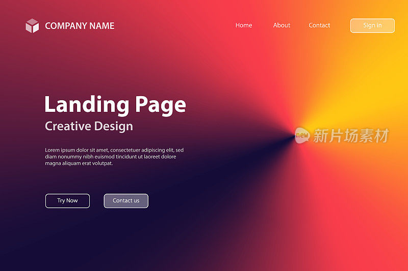 着陆页模板-橙色的径向渐变抽象背景