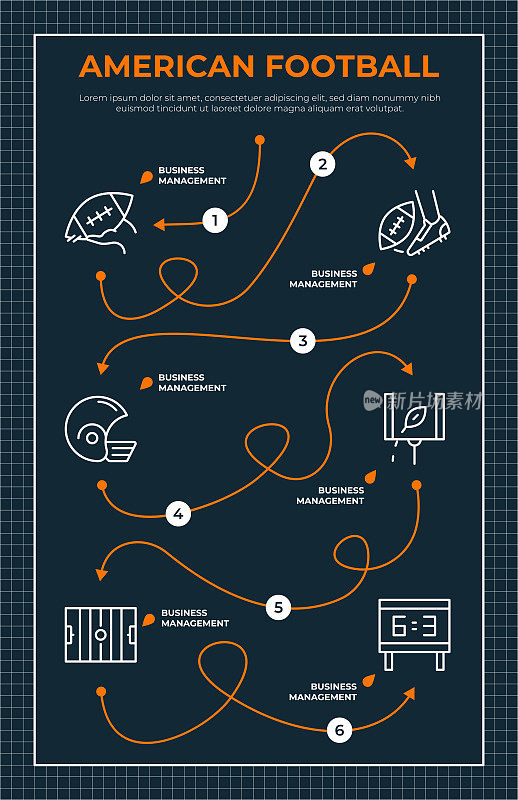 美式足球路线图信息图表模板