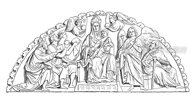 古董插图:艺术，黄金门，弗莱堡，萨克森，13世纪