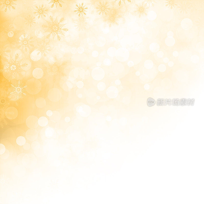 一个方形的创意闪闪发光明亮的金色米色闪烁的圣诞bokeh灯空空白闪闪发光的圣诞背景与雪花图案的背景