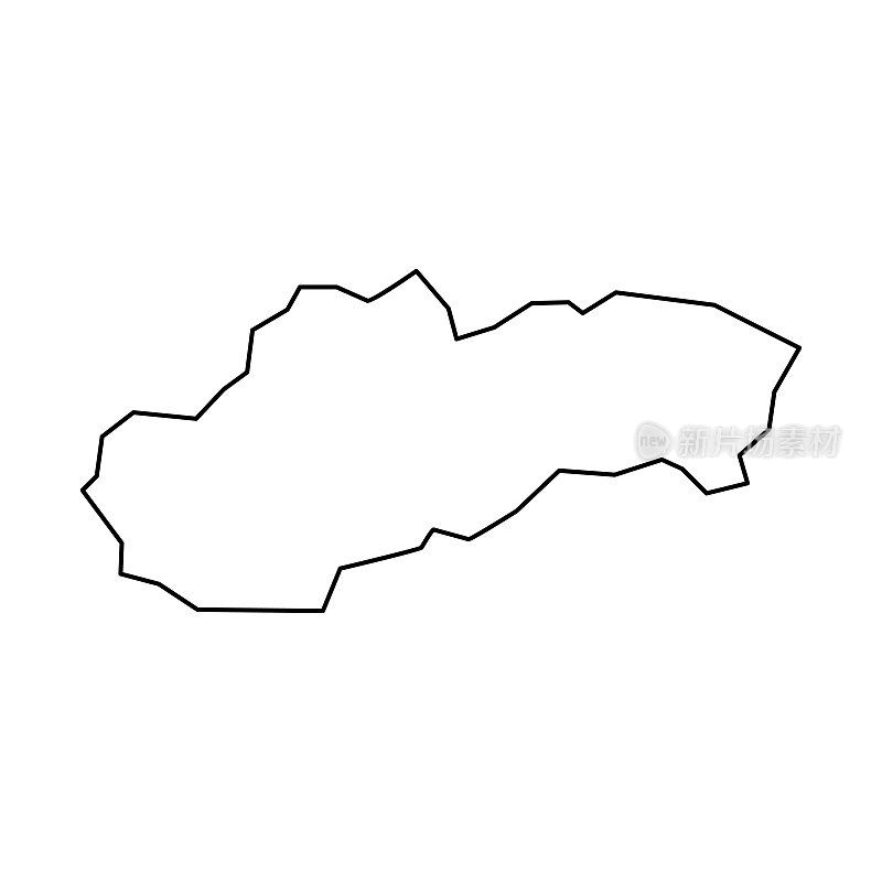 斯洛伐克的地图。斯洛伐克线性风格。线性图标