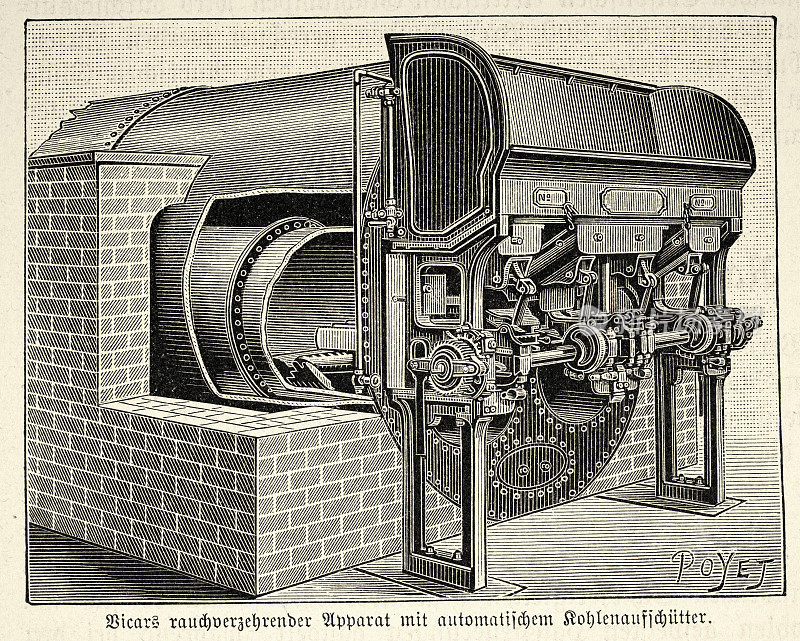 维多利亚时代的机器，Bicars烟蒸发器与自动木炭振动筛，1890年代，19世纪