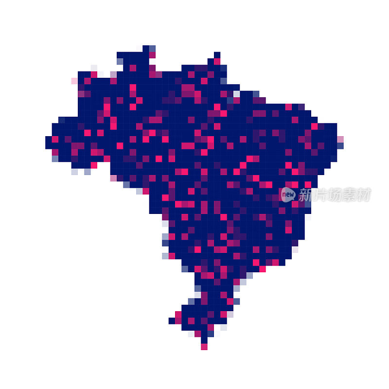 巴西地图在白色背景像素