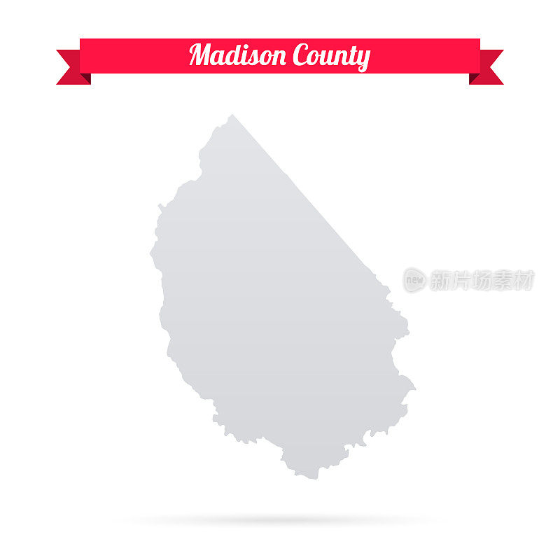 弗吉尼亚州麦迪逊县。白底红旗地图
