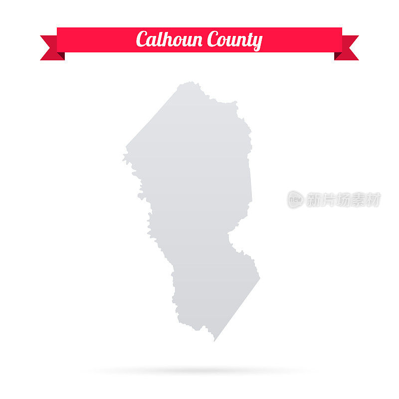 西弗吉尼亚州卡尔霍恩县。白底红旗地图