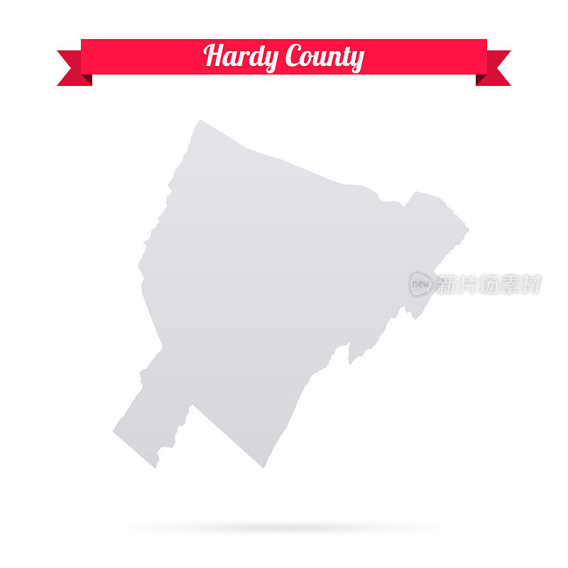 哈代县，西弗吉尼亚州。白底红旗地图