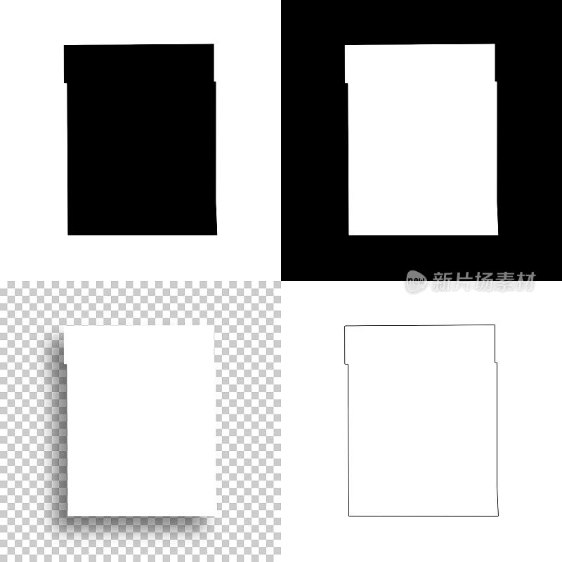 南达科他州奥罗拉县。设计地图。空白，白色和黑色背景