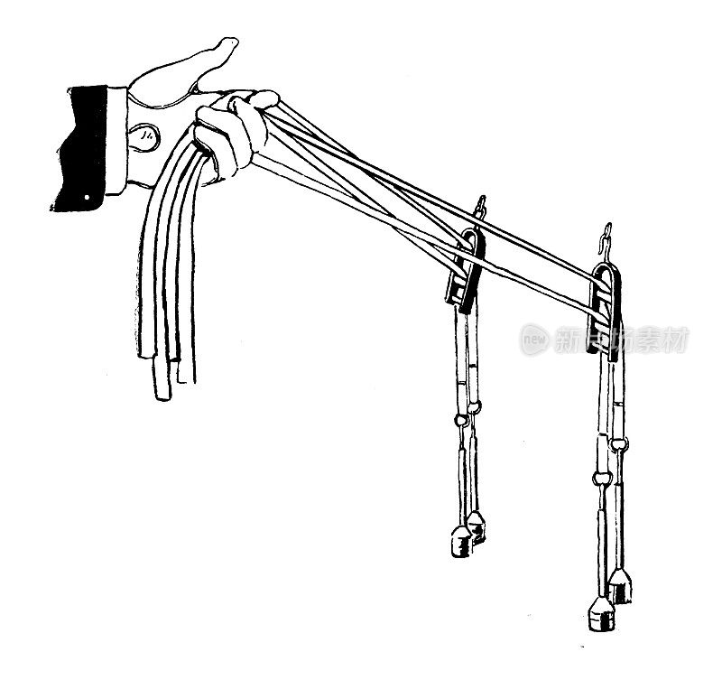 1897年的运动和消遣:马车缰绳的握持技术，“假人”