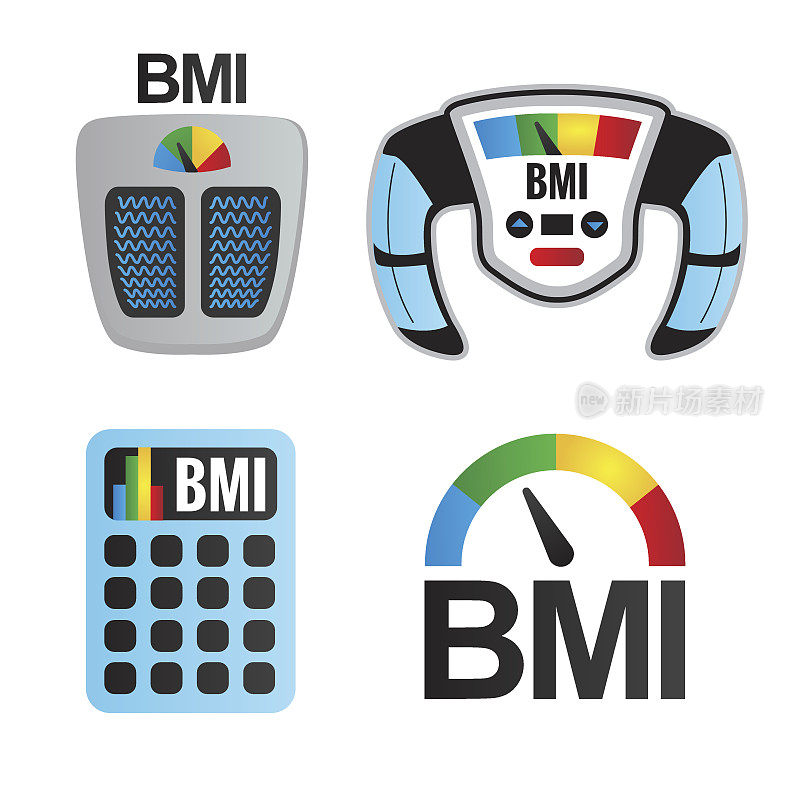 彩色BMI或身体质量指数图标