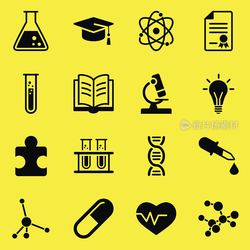 科学Icons-Yellow背景