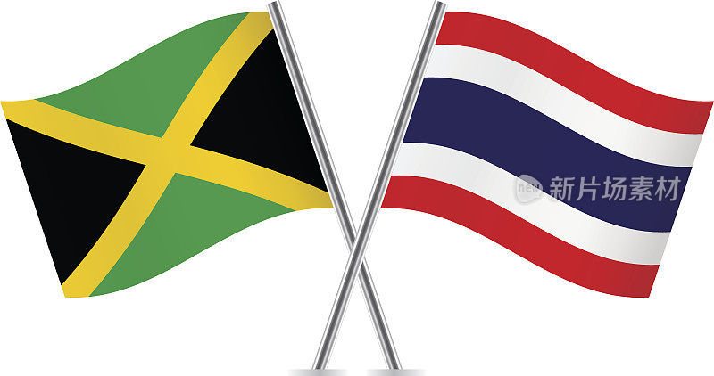 泰国和牙买加国旗。向量。