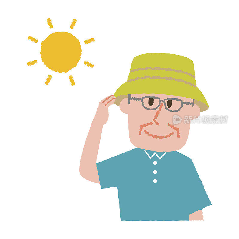 矢量插图的一个老人戴着一顶帽子