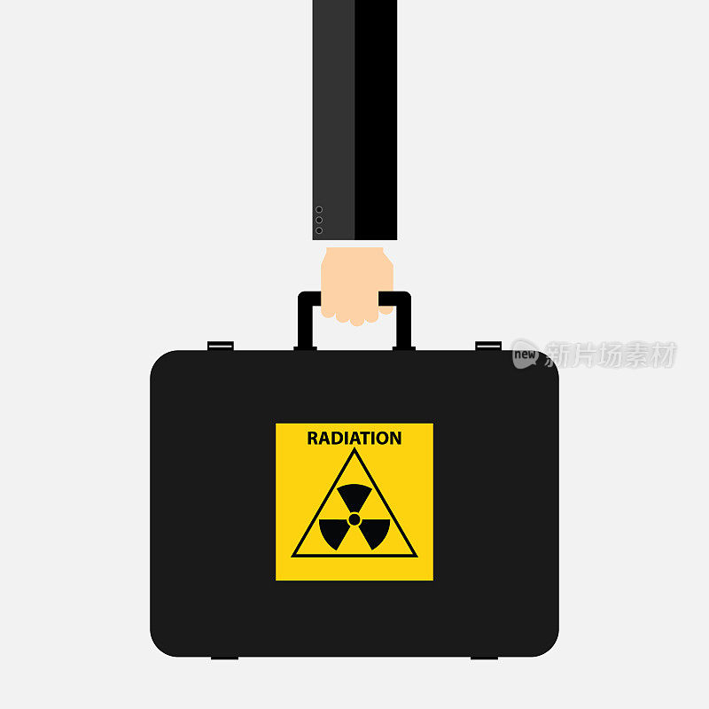 手提带辐射标志的行李箱