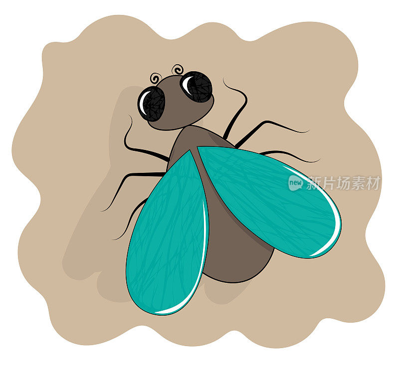 苍蝇图标平面卡通昆虫。