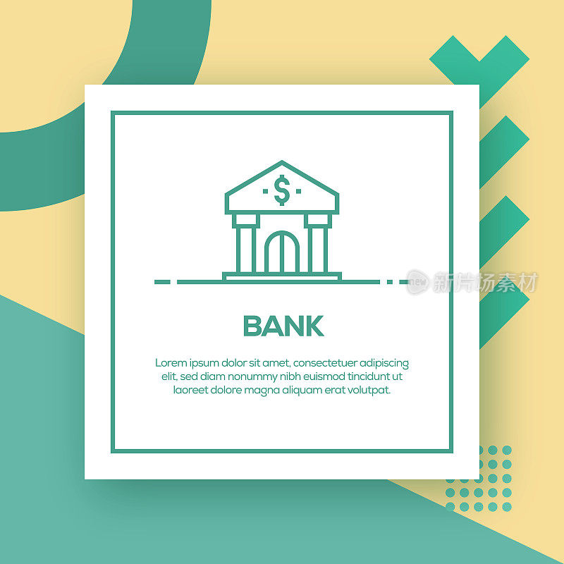 银行向量线图标-简单的细线图标，优质的设计元素