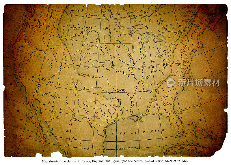 1898年地图中英格兰、法国和西班牙的主权声明