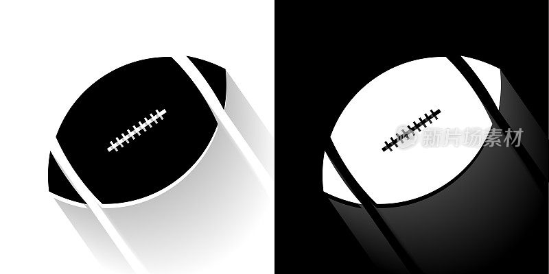 足球黑白图标与长影子