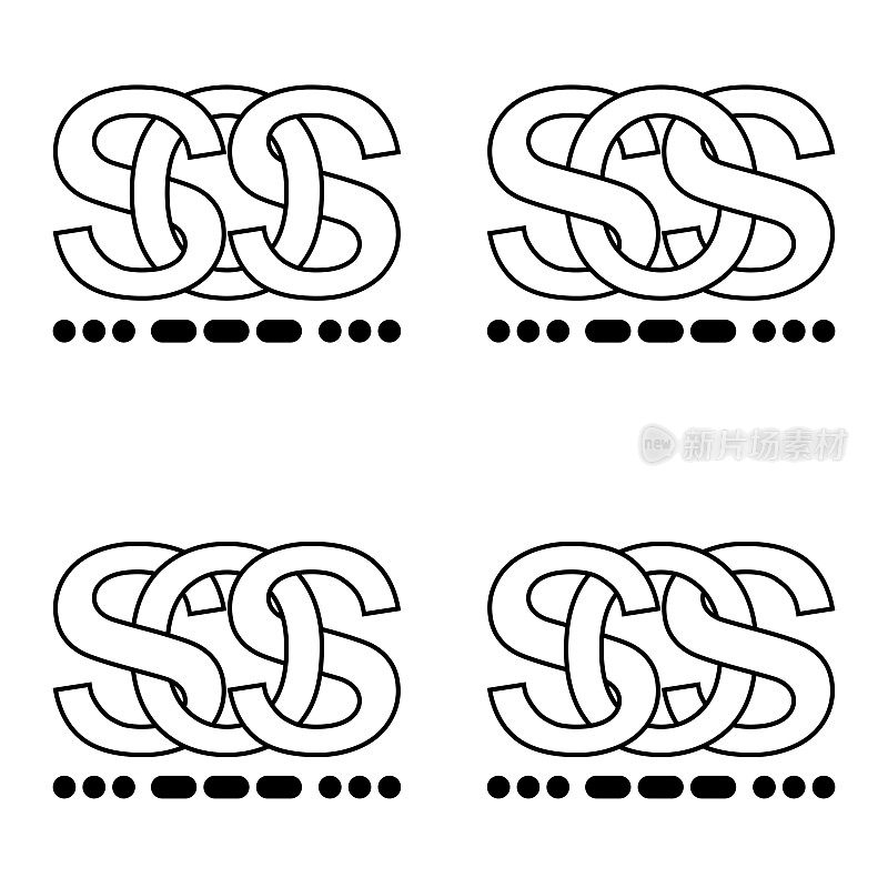 图标符号SOS符号交错字母SOS符号莫尔斯代码。插图贴纸标志符号SOS信号在平