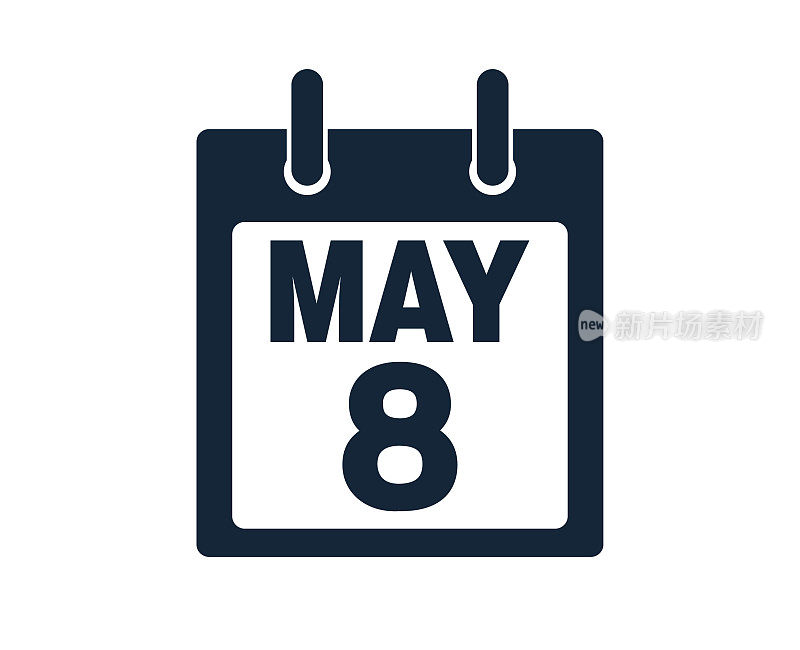 5月8日日历图标股票矢量插图
