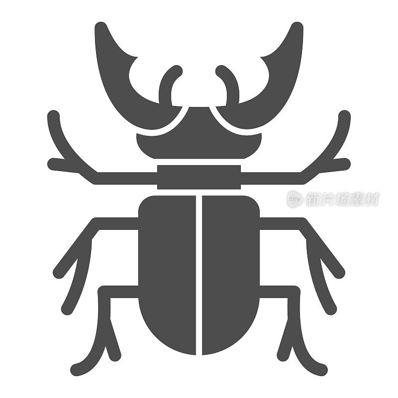 雄鹿甲虫固体图标，Bugs概念，鹿甲虫标志在白色背景，鹿甲虫图标在移动概念和网页设计的象形风格。矢量图形。