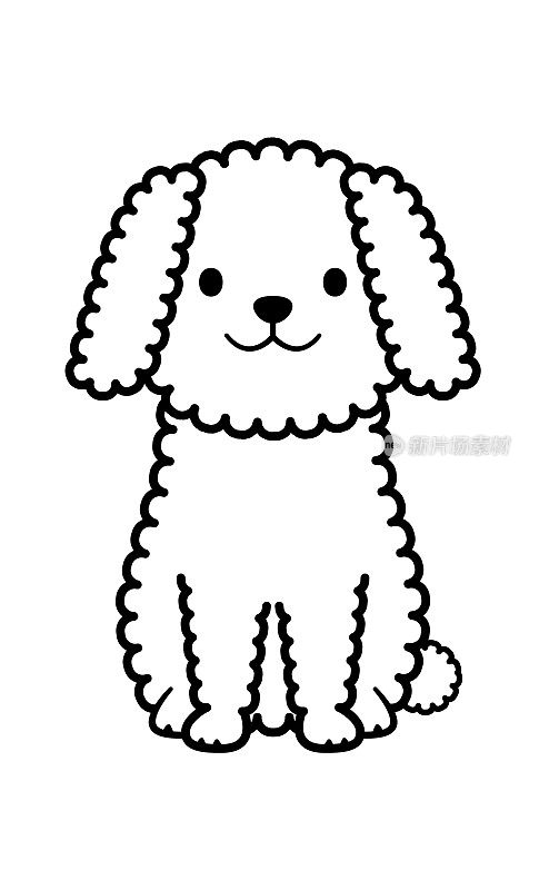 一个毛茸茸的狗坐在前面的插图