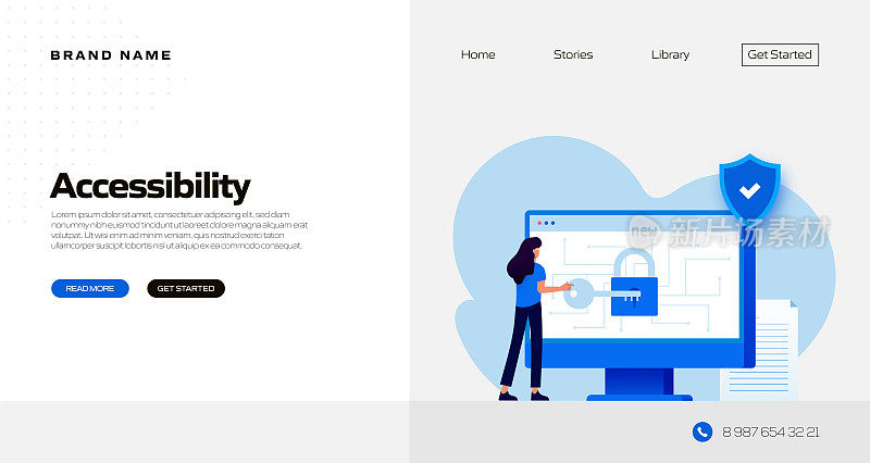 可访问性概念矢量插图的着陆页模板，网站横幅，广告和营销材料，在线广告，业务演示等。